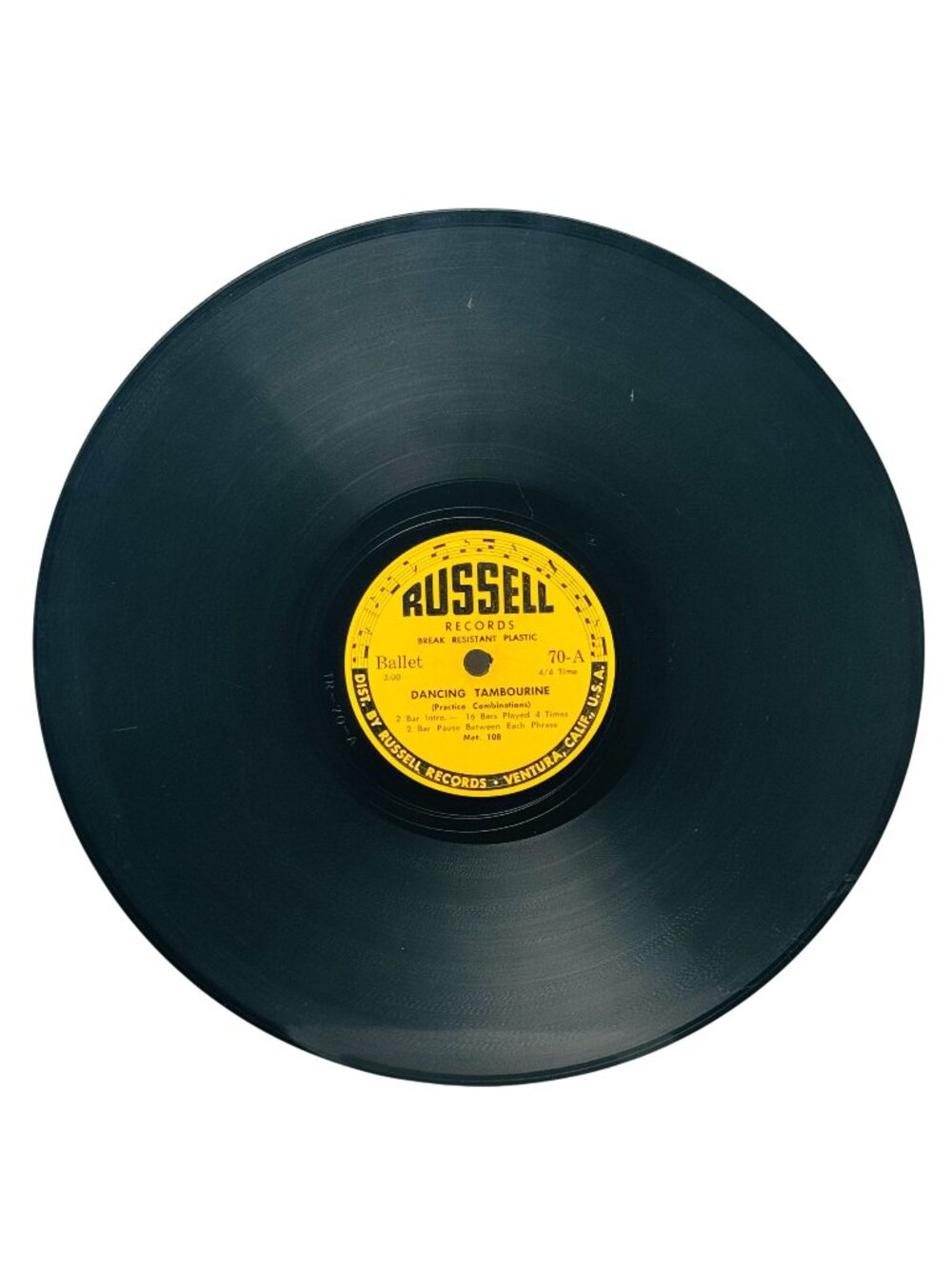 Dancing Tambourine Ballet 10in Break Resistant Plastic 78 RPM Russell 70